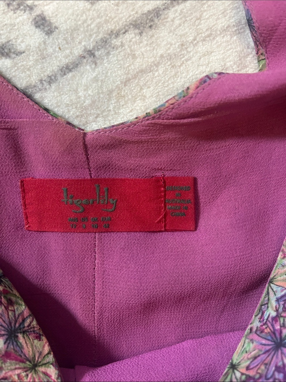 Tigerlily Purple Floral Jumpsuit with Mauve Lining - Picture 5 of 9